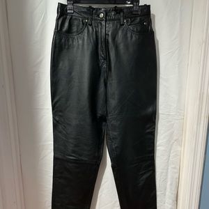 Ladies Harley Davidson Black Leather Pants, Size 12